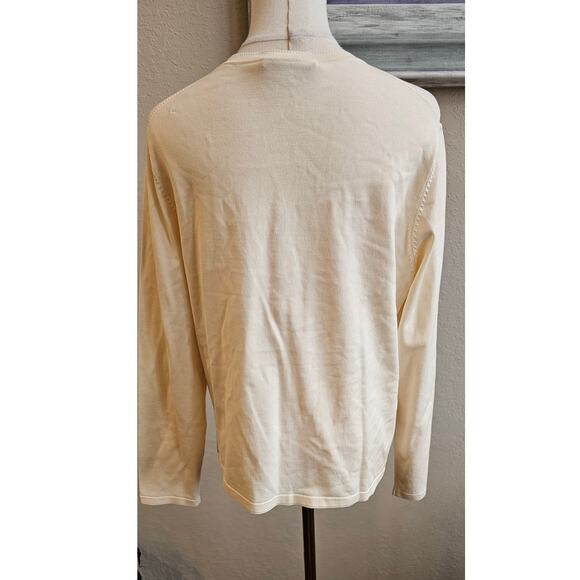 Pendleton Women Silk Long Sleeve Button Front Cardigan Sweater SZ L Petite Cream - Picture 5 of 5